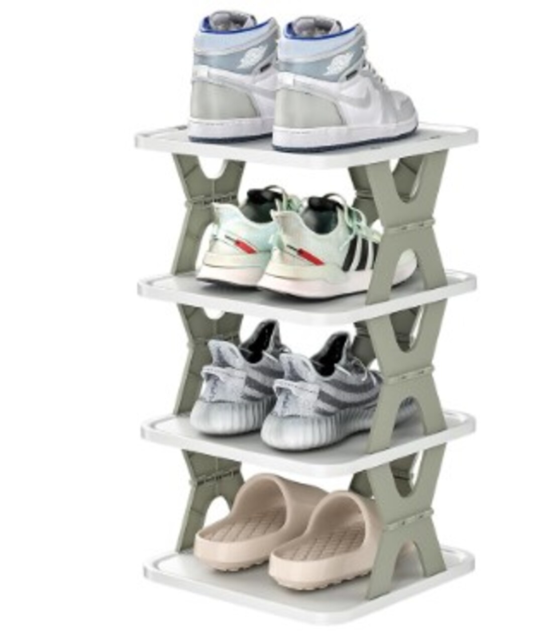 Foldable Shoe Storage SHoe Organizer Entryway Plastic Vertical Shoe Holder Narrow Shoe Shelf Shoe Organizer for Closet Free Standing Shoe Racks Shoe Cabinet Shoe Rack